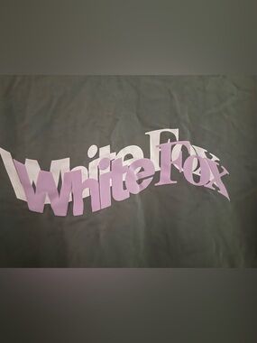 White Fox Boutique Black Tee with Lavender Logo